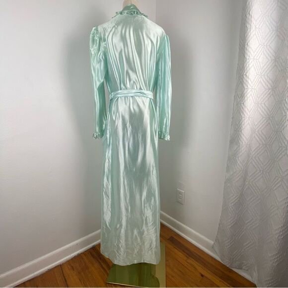 Vintage Tom Bezduda Green Women’s Satin Longline Robe Cottagecore Fairy Medium - Picture 2 of 15